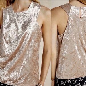 Anthropologie Porridge Jessie Velvet Sleeveless Top Beige Size S